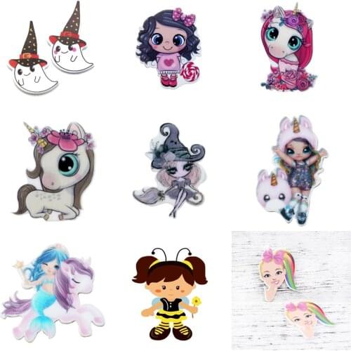 Cute Girl Mermaid Unicorn Glitter Planar Resin Acrylic DIY Sew For Bow-knot Phone Case Jewelry Accessories 5Yc19099