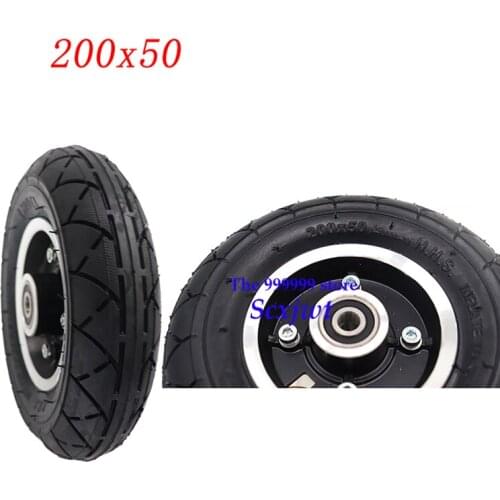 8 inch Scooter Tyre With Wheel Hub 200x50 Tyre Inflation Electric Vehicle Aluminium Alloy Wheel Pneumatic Tire Accessories