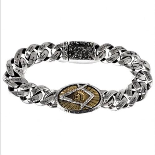 S925 sterling silver jewelry Gods Eye cross mens Fenghuang pattern bracelet new fashion mens silver bracelet