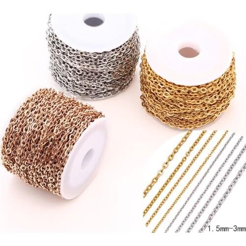 5m/lot with Card Stainless Steel Link Necklace Chain For Jewelry Making Findings Accessories Bracelet DIY Supplies Width 1.5-3mm