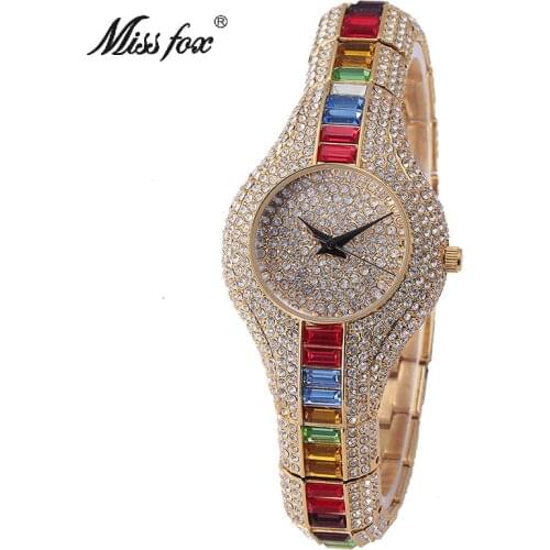 Miss Fox Austria Crystal Women Quartz Watches Luxury Ladies Gold Dress Bracelet Womens Watch For Female Clock Montre Femme 2017