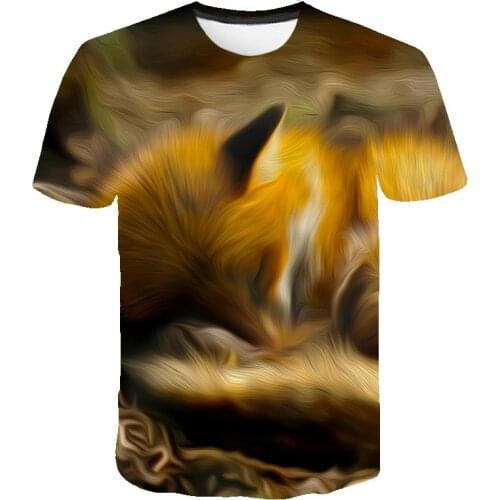 Children T Shirt Baby Animals Funny T-shirts Kids Cartoon Short Sleeve Fox Full Printed T Shirt Boys Girls Colourful Tee Tops