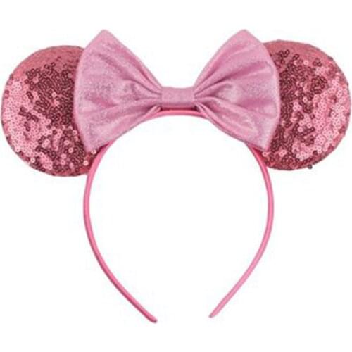 Disney 1pcs Cartoon New Mermaid Mickey Sequin Bow Embroidery Baby Headband Fashion Cute Childrens Hair Accessories