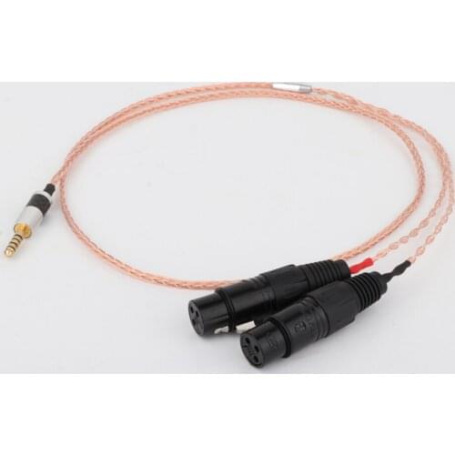 Hifi Audio OCC Cable 4.4mm Gold Plated Carbon Fiber Male Plug to 2XLR Female Plug Cable Hi-end AUX Cord