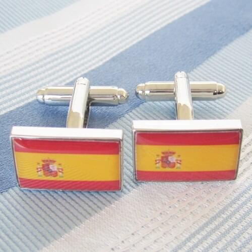 Spain Flag Cufflink 1 Pair Retail Free Shipping Promotion