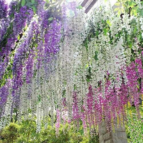 Exquisite Artificial Wisteria Flowers Vine Silk Flower Indoor outdoor decoration Wedding Restaruant Bar Party Hanging Decoration