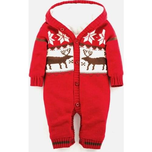 NEW Christmas Elk Thickening Autumn And Winter Warm Soft Romper Kids Cotton Fashion Climb Clothes ATST0035