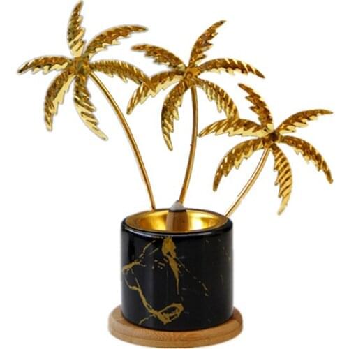 Creative Middle East Arabian Golden Metal Iron Art Ceramic Incense Burner Aroma Burner Desktop Decoration Decoration