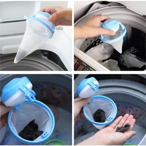 Reusable Washing Machine Hair Removal Catcher Bag Dryer Clothes Dirt Cat Fur Cleaning Laundry Ball Floating Lint Filter Home
