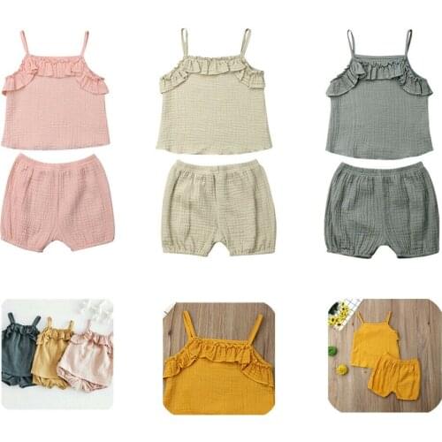 New Toddler Baby Girls Summer Clothes Ruffle Vest Tops+Pants Shorts Cotton Cute Outfits