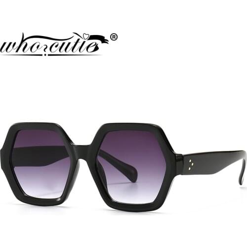 Vintage Polygon Sunglasses Women 2020 Brand Design Fashion Oversized Sun Glasses Female Punk Eyewear Chain Men Shades S334