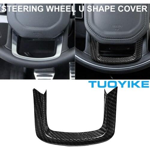Real Carbon Fiber Steering Wheel Trim Frame Cover Sticker U Shape Style For Land Range Rover Sport Evoque Discovery 2014-2020
