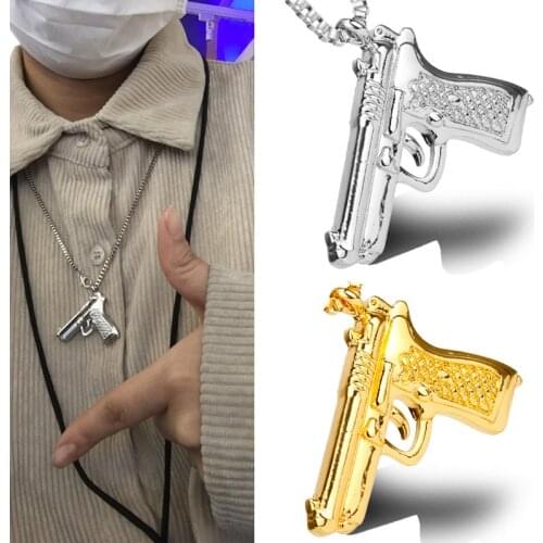 Pistol Submachine Machine Gun Shape Necklace Men Women Fashion Accessories Metal Pendants Necklaces Hip Hop necklace