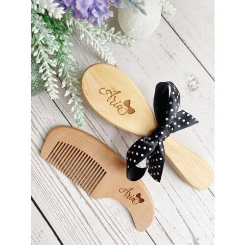 Personalised Baby Hair Brush and Comb Set/ Newborn Gifts/ Baby Keepsake/ Baby Wooden Brush