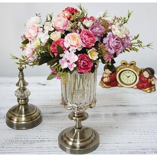Peony DIY Party Decoration Vintage Silk Artificial Flowers Small Rose Wedding Fake Plants Festival Supplies Home Decor Bouquet