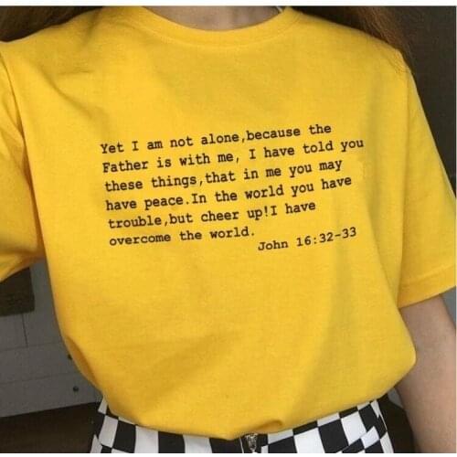 Cheer Up I Have Overcome The World Tshirt Women Christian Jesus Bible Casual T-shirt Faith Inspire Cotton Summer Tops Drop Ship