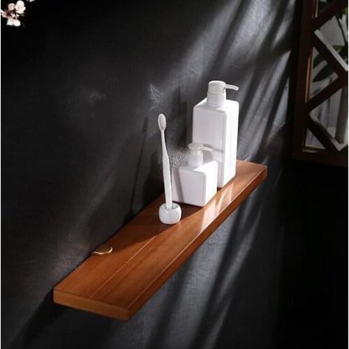 Bathroom Shower Shelf Solid Wood wall mounted Corner shelf bathroom accessories 60cm