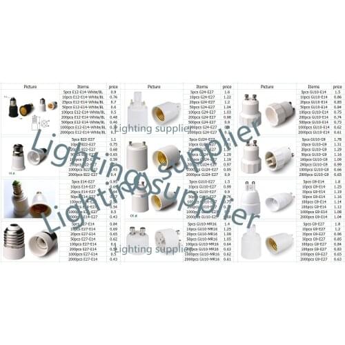 100pcs E12 to E14 LED socket adapter B22- E27 E14-E27 E27E14 G24-E27 GU24-E27 GU10-E14 E27 MR16 G9-E14 E27 lamp base converter