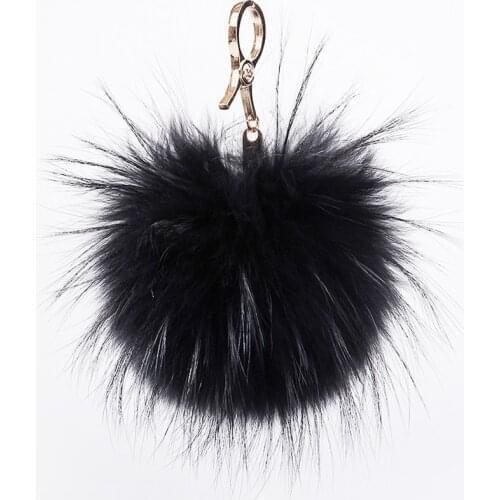 Fluffy Raccoon Fur Ball Keychain Real Fur Keychain Pom pom Key Chain Pompom Keyring Charm Women Bag Pendant