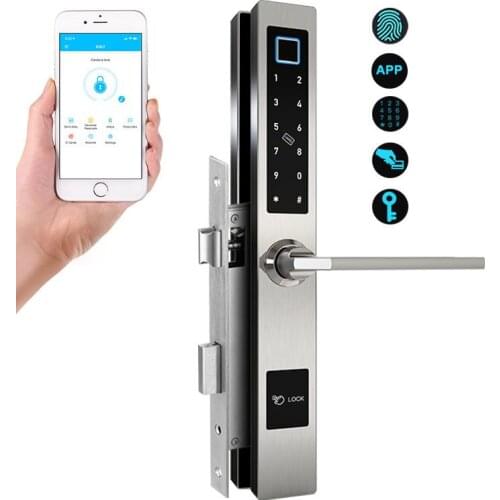 Sliding Fingerprint Door Lock Bluetooth APP Translation Door NFC Fingerprint Lock KFC Door Lock Sunroom Narrow Door Lock 35*85