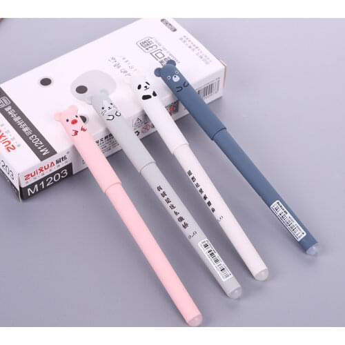4/8pcs Kawaii Pig Bear Cat Mouse Erasable Gel Pen School Office Supplies Stationery Gift 0.38mm Blue Black Ink