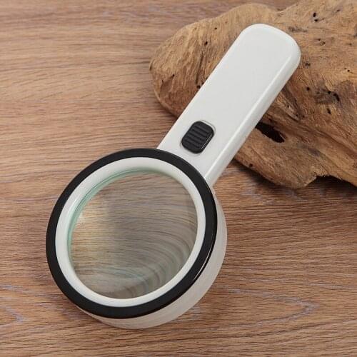 10X 90mm Hand-held Magnifiers with 12 LED Jewelry Loupe Reading Magnifying Glass Lens with UV Money Detect Lamp Powered