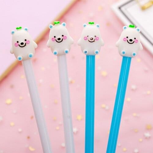 1 Pcs Cartoon Little White Bear Gel Pen Cute Pen Kawaii School Supplies Gel Ink Pen School Stationary Office Suppliers Pen Gift