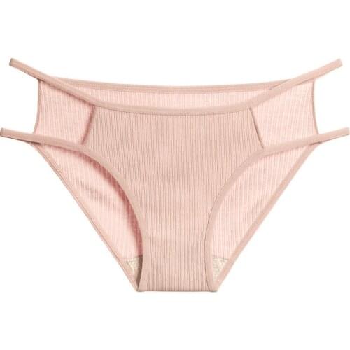 Silver Spinning Bacteria-inhibiting Crotch Underwear Japanese Sexy Cotton Vertical Knit Briefs with Fine Ribbon