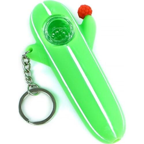 Silicone Cactus Smoking pipe With Glass Bowl Tobacco Pipe for Travel Spoon Cigarette Pipes