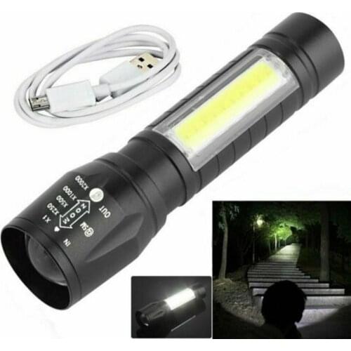 T6 LED Pocket Flashlight Strong Light Zoom USB Rechargeable Aluminum Alloy Portable Fashlight Waterproof Lamp with Hook Clip