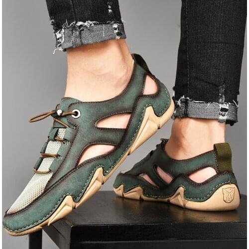 Summer Mens Sneakers Leather Mesh Men Loafers Shoes 2021 Fashion Slip on Men Driving Shoes Soft Sapato Masculino Mocassin