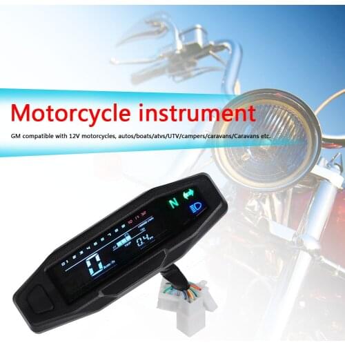 Mini Universal Motorcycle Speedometer Odometer Tachometer RPM Fuel Meter Backlit LCD Digital Electric Injection Carburetor Meter
