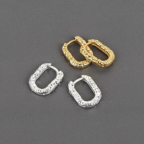 Korean Fashion Minimalist Gold Small Oval Hoop Earrings Geometric Buckle Temperament Earings for Women Girl Party Jewelry Gift