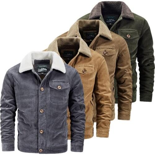 Corduroy Cotton-padded Jacket For Mens Casual Wear Large Size Plus Velvet Jacket For Mens Cotton-padded Jacket