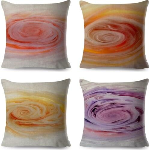 Swirl Pillow Case Cartoon Polyester 45*45 Square Yellow Cushion Cover for Sofa Home Decorative Colorful Swirls Throw Pillowcase