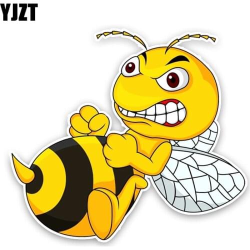YJZT 14.5CM13CM Interesting Lovely Angry Cartoon Bees Colored PVC Car Sticker Bumper Window Decoration Graphic C1-5210