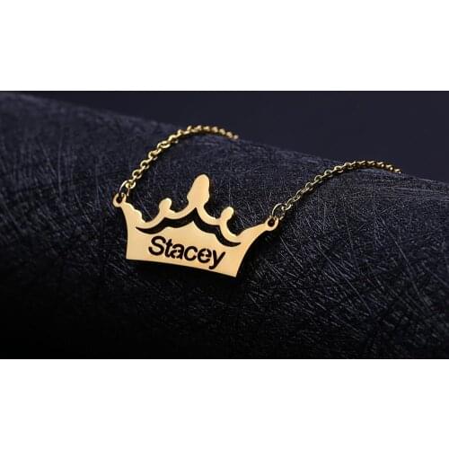 Zciti Crown Pendant Necklaces Custom Name Date Laser Engrave Personalized Jewelry