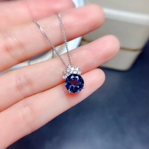 DIWENFU Solid 925 Silver Sterling Sapphire Jewelry Ring/Necklace for Women Collares Mujer Silver 925 Jewelry Blue Topaz Necklace