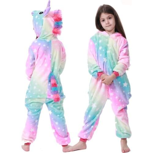 Winter kigurumi straw animal birds boys and girls cost baby pyjamas rainbow children Unicorn