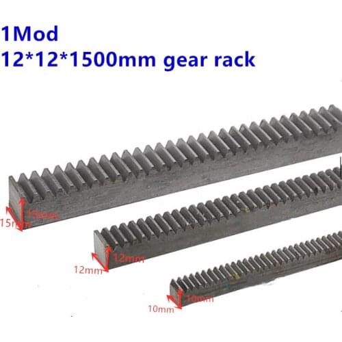 10Pcs 1Mod 12*12*1500mm 1 Modulus High Precision Gear Rack steel + 1M 15T 20T 25T 30T pinion bore can be choose