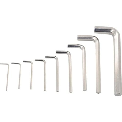 10 Pcs/ Lot 1.5mm/2mm/2.5mm/3mm/4mm/5mm/6mm Standard Wrench Hex Key Nickel Plating Allen Wrench Hardware Fastener
