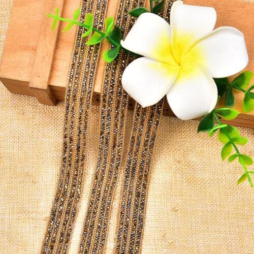 2yard 2cm Rhinestone tape chain Resin Diamond gold Ball Bead hotfix adhesive DIY Decoration Clothing Belt shoes Trousers trim