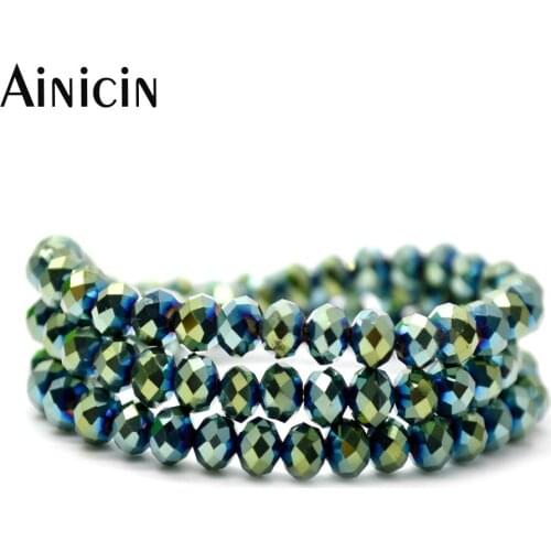 20 Strands New Arrival Dark Green Solid Color 4x6mm Faceted Glass Crystal DIY Jewelry Making Beads