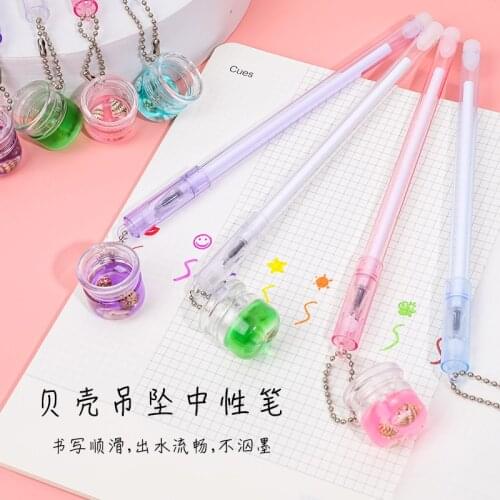 20pcs Creative Shell Pendant Gel Pen Fairy Pendant Office Stationery 0.5mm Black Ink Pen Kawaii School Supplies Wholesale