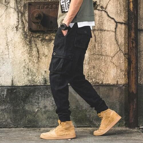 2021 Black Cargo Pants Men with Many Pockets Vintage Sports Joggers Pants Men Clothing Cotton Fashion pantalon chandal hombre