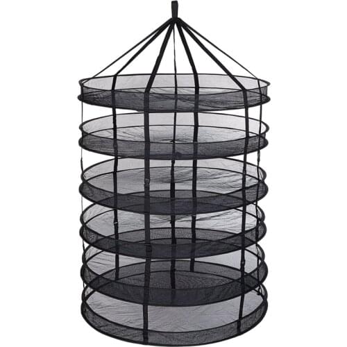 6- Layer Black Mesh Hanging Herb Drying Rack Dry Net for Storage Drying Seeds (3FT 6-Layer)