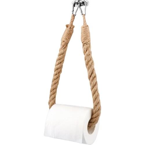 60CM Rope Hemp Rope Handmade Retro Tissue Holder Toilet Roll Holder Creative Wall Hanging Bathroom Accessories Rack Holders
