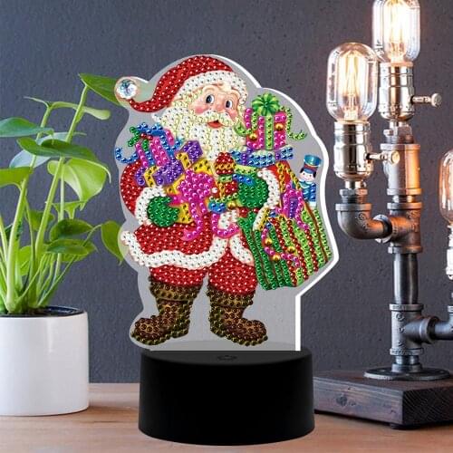 7 Colors Available Table Lamp Led 5D Diamond Painting Santa Claus Light Diamond Embroidery Cross Stitch Rhinestone Mosaic Decor