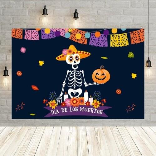 Avezano Posters Photographic Backgrounds Mexico Day of the Dead Dia De Los Muertos Decorations Party Backdrops For Photo Studio