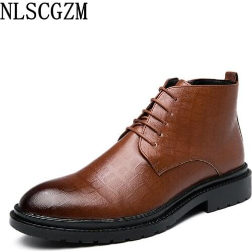 Snow Boots Ankle Boots for Men Male Leather Casual Shoes Chunky Boots Black Shoes Luxury Designer Shoes Zapatos Hombre Vestir